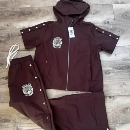 Burgundy Saint Vanity Nylon Short Sleeve Tracksuit