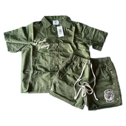 Green Saint Vanity Button-Up Short Set