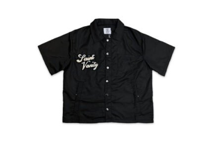 Saint Vanity Nylon Button Zip Up Shirt Black
